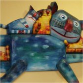 Reliefs Foyer Kinderklinik im Klinikum „Ernst von Bergmann“ Potsdam 2009 div. Hölzer, geschnitten, bemalt, montiert